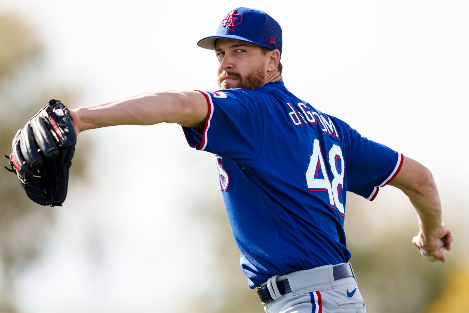 Rangers pitcher Jacob deGrom. (Photo by Texas Rangers)